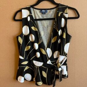 Maeve Black Craspedia Wrap Peplum Top